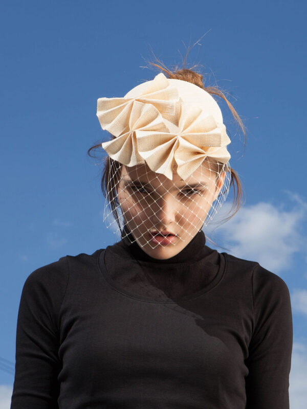 Veiled Fold Bow Beret